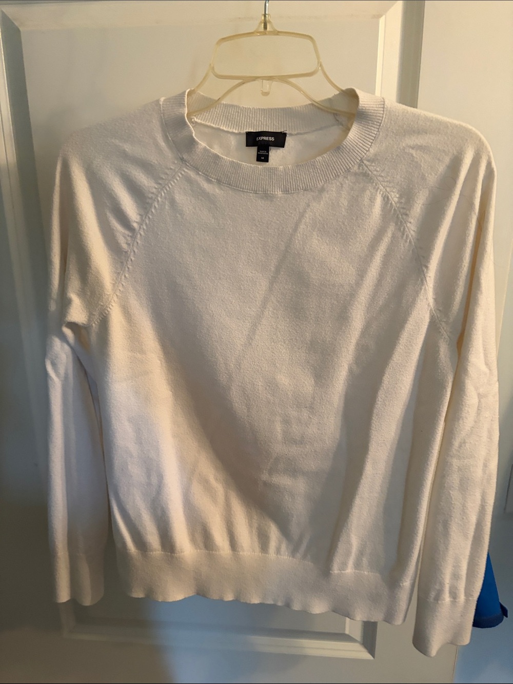 Express Women's Cream Lightweight Crewneck Sweater